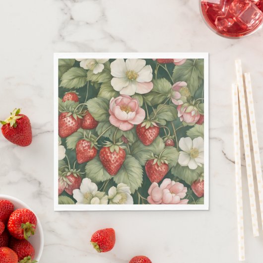 'Berry in Love' Aardbei en Bloemig Servet (Insitu)