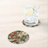 "Berry in Love" Bloemen en Aardbei Kartonnen Onderzetters (Insitu)