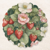 "Berry in Love" Bloemen en Aardbei Kartonnen Onderzetters (Voorkant)