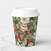 "Berry in Love" Bloemen- en aardbeienpapier beker (Voorkant)