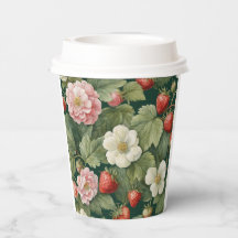 "Berry in Love" Bloemig en aardbei papier cup