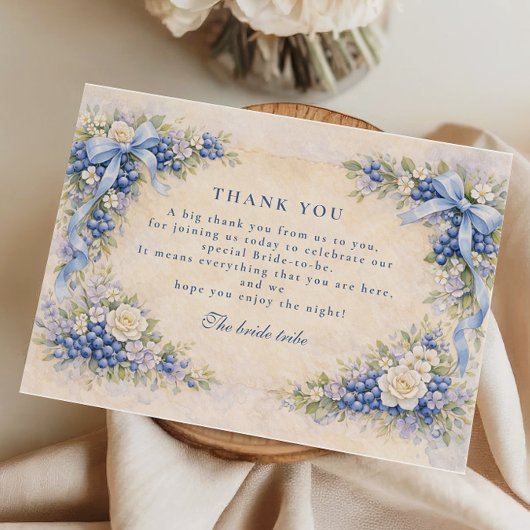 Berry in Love Blueberry Bridal Shower Bedankkaart