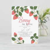 Berry in Love Floral Strawberry Vrijgezellenfeest Kaart (Staand voorkant)