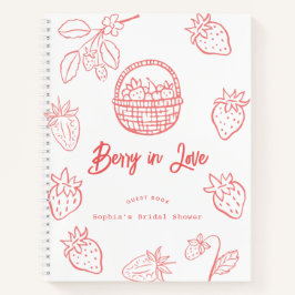 Berry in Love Hand-drawn Strawberry Bridal Shower Notitieboek