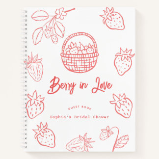 Berry in Love Hand-drawn Strawberry Bridal Shower Notitieboek