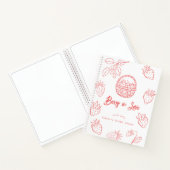 Berry in Love Hand-drawn Strawberry Bridal Shower Notitieboek (Binnen)