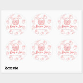Berry in Love Hand-drawn Strawberry Bridal Shower Ronde Sticker (Vel)