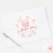 Berry in Love Hand-drawn Strawberry Bridal Shower Ronde Sticker (Envelop)