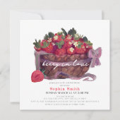Berry in Love Strawberry Bow Basket Bridal Shower Kaart (Voorkant)