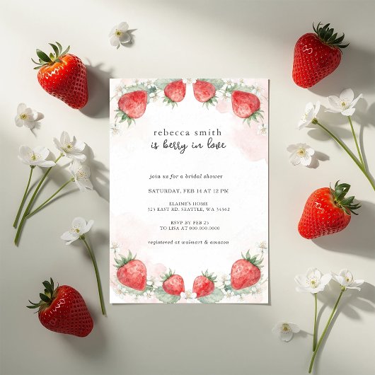 Berry in Love Strawberry Bridal Shower Kaart