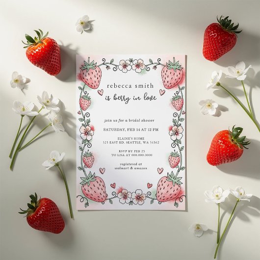 Berry in Love Strawberry Bridal Shower Kaart