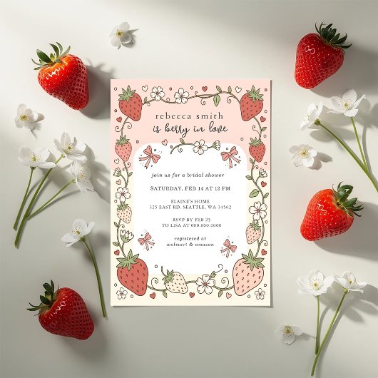 Berry in Love Strawberry Bridal Shower Kaart