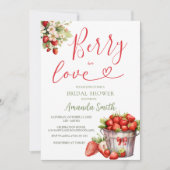Berry In Love Strawberry Bruids Douche Uitnodiging (Voorkant)