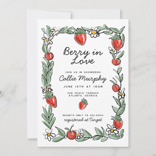 Berry in Love Strawberry Cherry Vrijgezellenfeest Kaart (Voorkant)