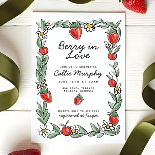 Berry in Love Strawberry Cherry Vrijgezellenfeest Kaart