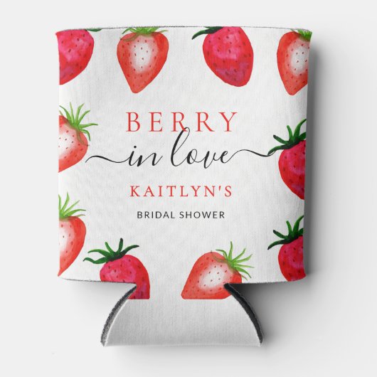 Berry In Love Strawberry Vrijgezellenfeest Favorie Blikjeskoeler (Voorkant)
