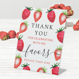 Berry In Love Strawberry Vrijgezellenfeest Favorie Reclamebord Met Voetstuk