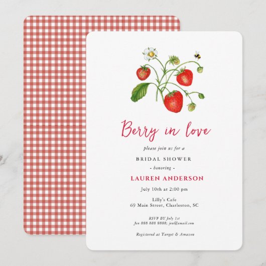 Berry in Love Strawberry Vrijgezellenfeest Kaart (Voorkant / Achterkant)