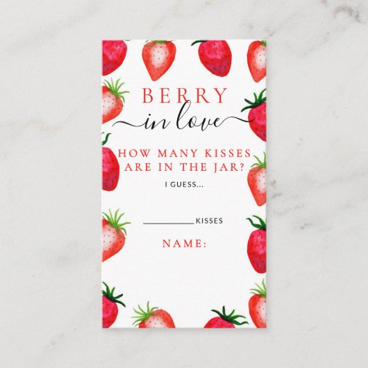 Berry in Love Strawberry Vrijgezellenfeest Kusses  Informatiekaartje (Voorkant)