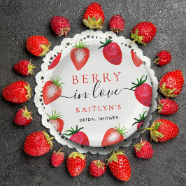 Berry in Love Strawberry Vrijgezellenfeest Papieren Bordje