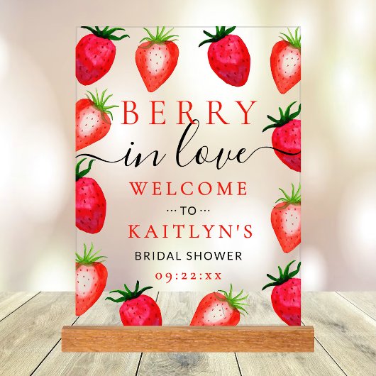 Berry in Love Strawberry Vrijgezellenfeest Welkom Acryl Bord