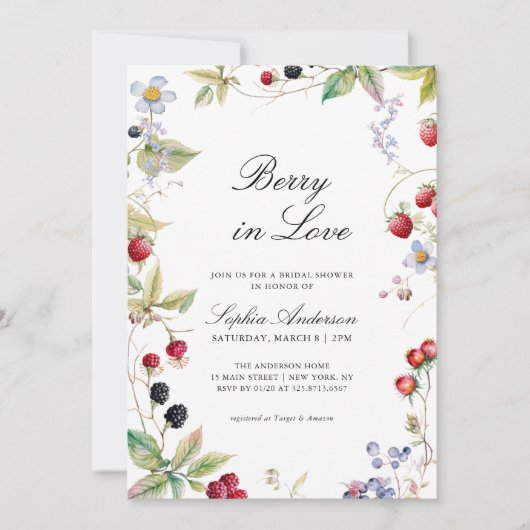 Berry in Love Vrijgezellenfeest Elegant Floral Kaart (Voorkant)