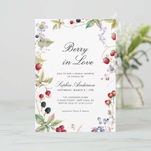 Berry in Love Vrijgezellenfeest Elegant Floral Kaart (Staand voorkant)