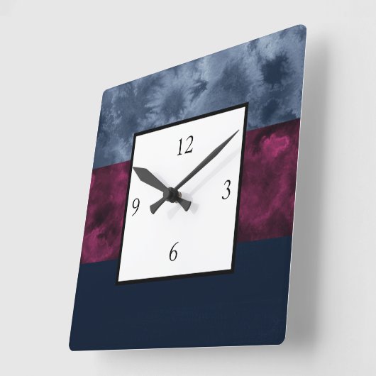 Berry Indigo Block Stripes Vierkante Klok (Hoek)