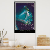 Berry Islands Bahamas van Space Satellite Map Poster (Keuken)