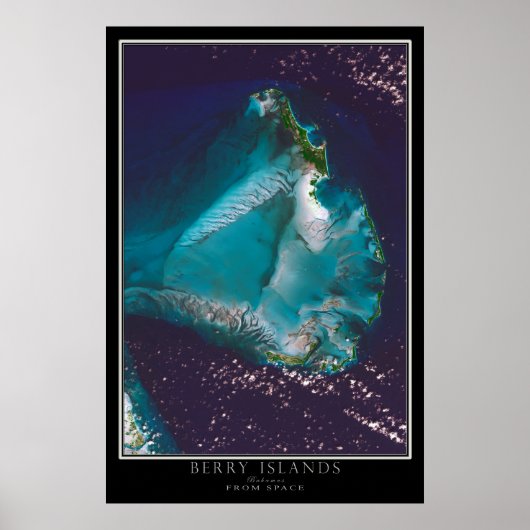 Berry Islands Bahamas van Space Satellite Map Poster (Voorkant)