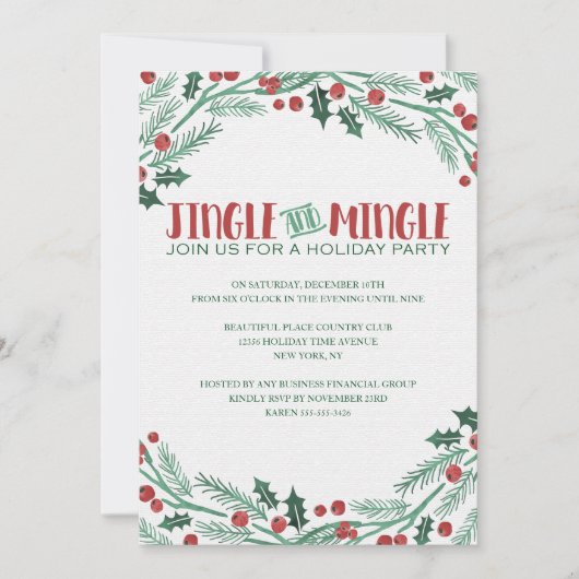 Berry Jingle en Mingle Holiday Party Uitnodigingen (Voorkant)