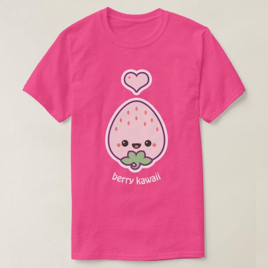 Berry Kawaii Pink Strawberry T-shirt (Design voorkant)