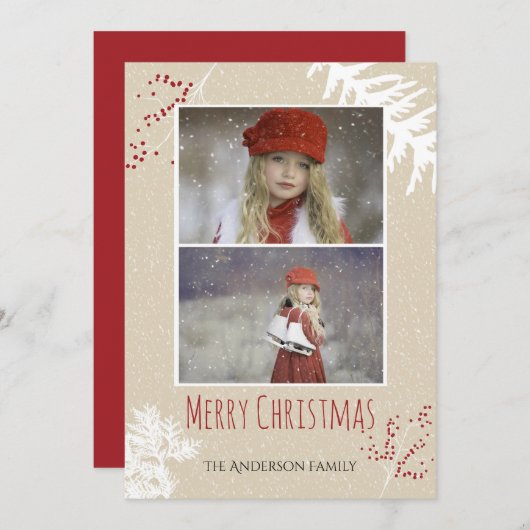 Berry kerst feestdagenkaart (Voorkant / Achterkant)