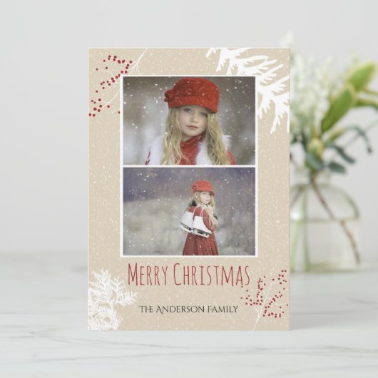 Berry kerst feestdagenkaart (Staand voorkant)