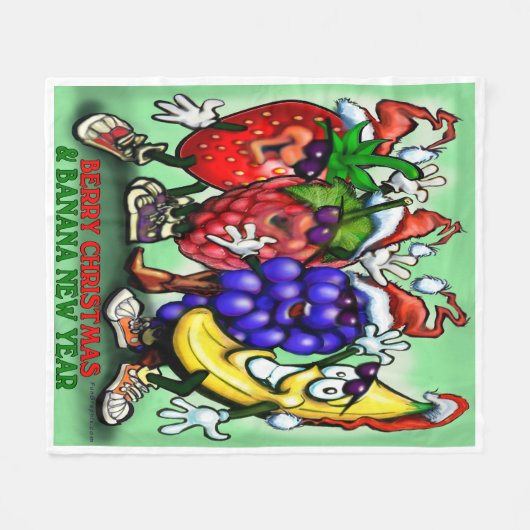 Berry kerst fleece deken (Voorkant (Horizontaal))