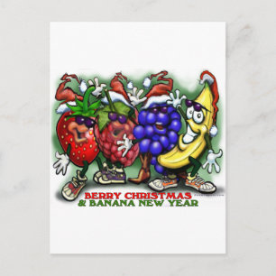 Berry kerstbanana Nieuwjaar Feestdagenkaart