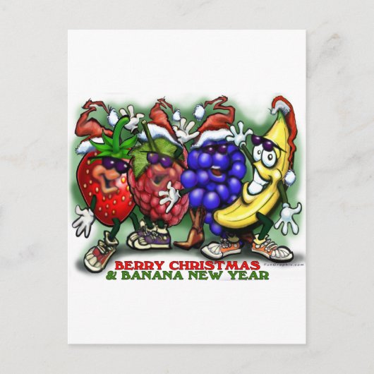 Berry kerstbanana Nieuwjaar Feestdagenkaart (Voorkant)