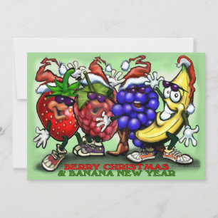 Berry kerstbanana nieuwjaarskaart feestdagenkaart