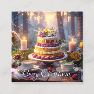 BERRY KERSTFEEST Platte kerstkaart Vierkante Visitekaartje