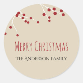 Berry Kerstfeestdag Ronde Sticker