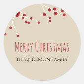 Berry Kerstfeestdag Ronde Sticker (Voorkant)
