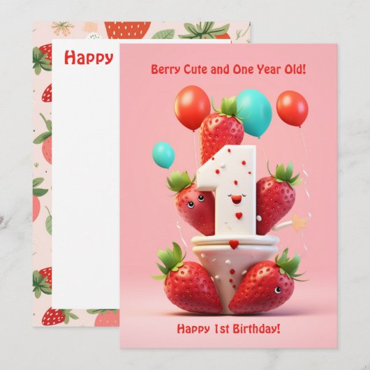 Berry Leuke 1e Jubileum Verjaardag Kaart (Voorkant / Achterkant)