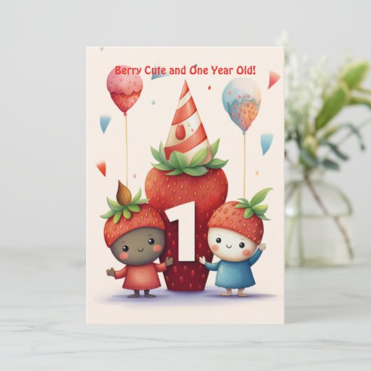 Berry Leuke 1e Jubileum Verjaardag Kaart (Staand voorkant)