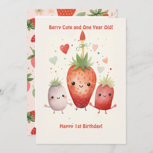 Berry Leuke 1e Jubileum Verjaardag Kaart (Voorkant / Achterkant)