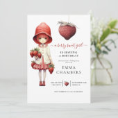 Berry Lief Meisje Verjaardagsfeestuitnodiging Kaart (Staand voorkant)