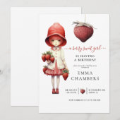 Berry Lief Meisje Verjaardagsfeestuitnodiging Kaart (Voorkant / Achterkant)