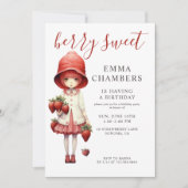 Berry Lief Meisje Verjaardagsfeestuitnodiging Kaart (Voorkant)