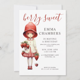 Berry Lief Meisje Verjaardagsfeestuitnodiging Kaart