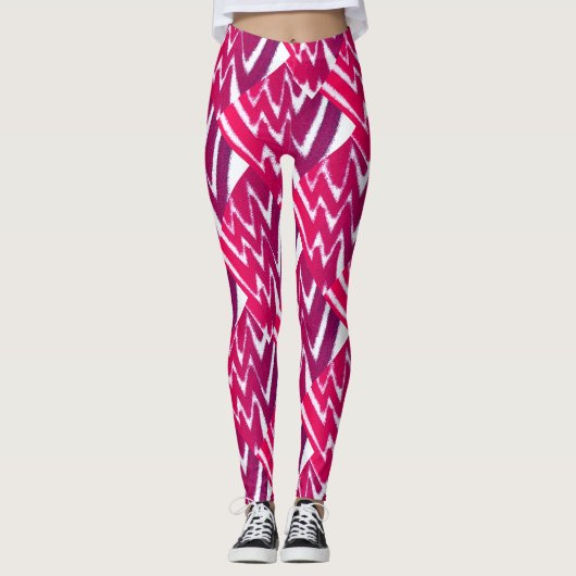 Berry Lightning Abstracte Fuzzy Bolts Leggings (Voorkant)