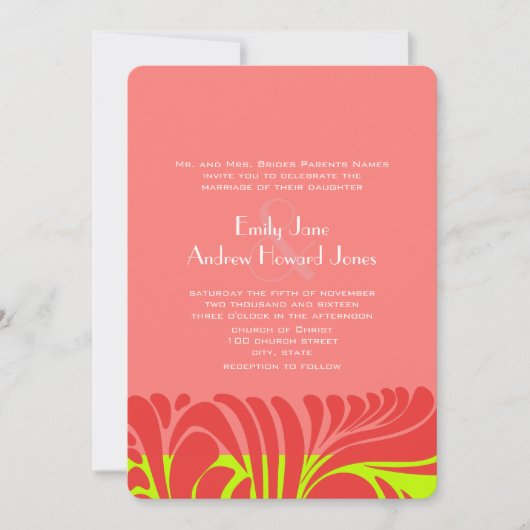Berry Limoen Delight Swirl Wedding Invitation Kaart (Voorkant)